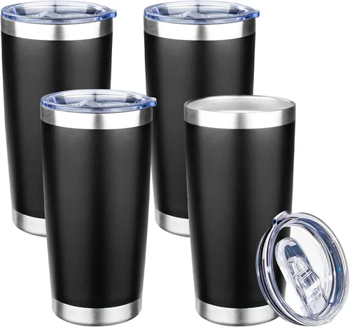Miniatura 22 de Vaso de 20 onzas con tapa, taza de café de viaje de doble pared aislada al vacío, taza térmica de acero inoxidable con recubrimiento en polvo, vaso