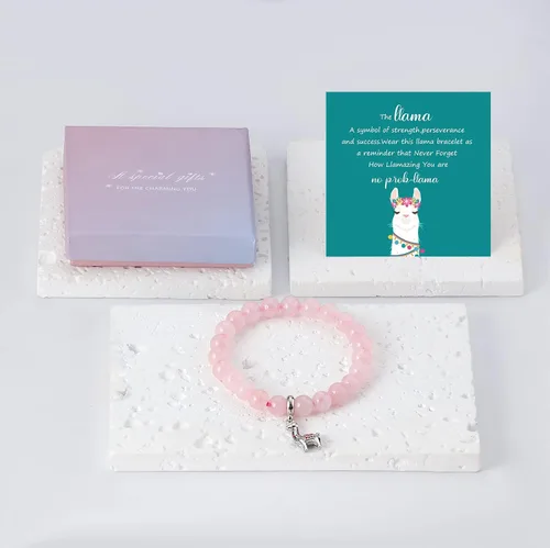 Miniatura 5 de Regalos de llama para mujer, pulsera sin llama, cuentas de ágata morada, colgante de llama, regalo de cumpleaños de llama, regalos de alpaca