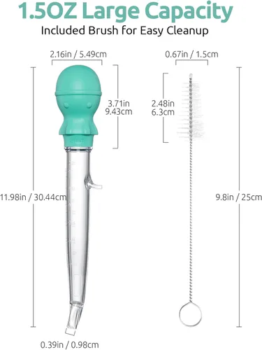 Miniatura 2 de U-Taste Jeringa de Pavo en Ángulo de 1.5 onzas - 228.2℉ Resistente al Calor Grado Alimentario Tritán y Silicona Juego de Jeringa con Bulbo Grande