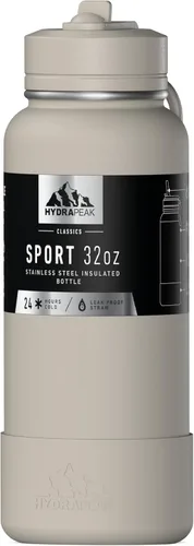 Miniatura 24 de Hydrapeak Botella de agua deportiva aislada de 32 onzas con tapa con popote, a prueba de fugas y derrames, mantiene las bebidas frías durante 24