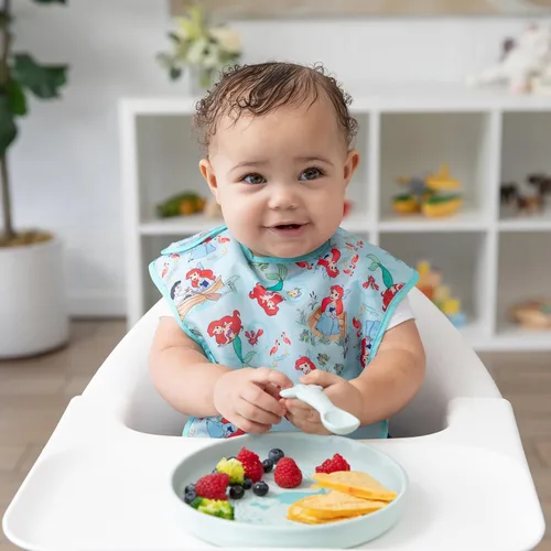 Miniatura 2 de Bumkins Disney - Juego de platos y cucharas para bebés y niños pequeños, plato de silicona para bebés y niños, destete LED, suministros