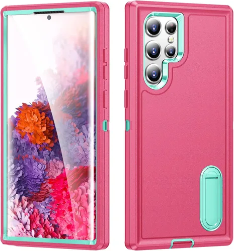 Miniatura 9 de Funda para Samsung Galaxy S22 Ultra con función atril, 3 capas de grado militar, funda protectora de silicona resistente a prueba de golpes