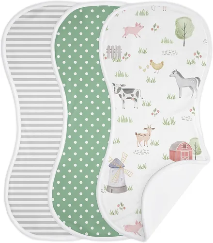 Miniatura 8 de Sweet Jojo Designs Blue Jungle Sloth - Juego de 3 paños absorbentes para eructos para bebé, recién nacido, turquesa, gris y verde, tropical, género