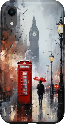 Miniatura 25 de Funda para iPhone 11 Pro Wet London Iconic Red Phone Booth Clocktower Art Cover