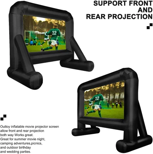 Miniatura 6 de OUTTOY Pantalla de Película Inflable de 14 Pies Mega Pantalla de Proyección de Película para Exteriores, Antiarrugas