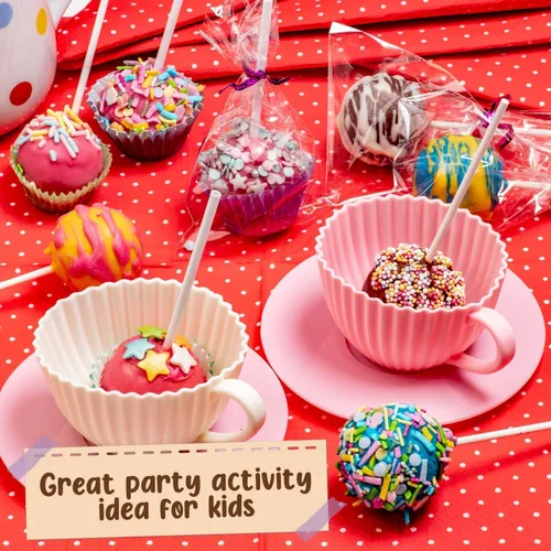 Miniatura 7 de GirlZone Kit de Cake Pop Craze, juego de hornear para niños de 10 a 12 años con molde para tartas, soporte, bolsas de regalo y bolígrafo decorativo
