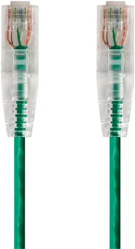 Monoprice Cable de conexión Ethernet Cat6, sin enganches, trenzado, 550 MHz, UTP, clasificación CMR, 28 AWG, 2 pies, color verde, serie SlimRun