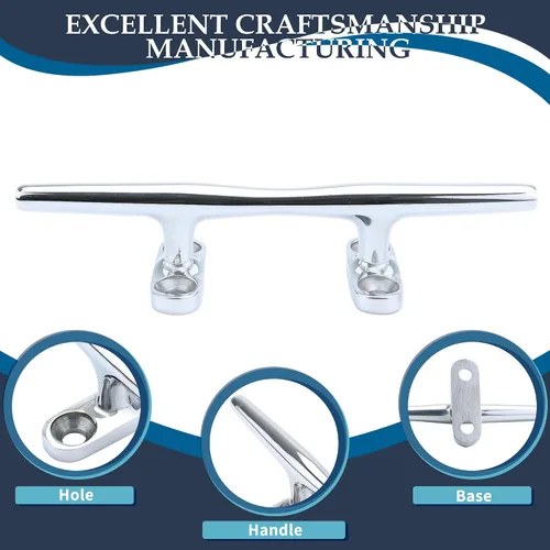 Miniatura 2 de Tacos de barco de acero inoxidable 316 con base abierta para muelle de barco (4"/5"/6"/8"/10"/12")