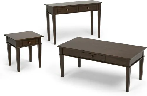 Miniatura 8 de SIMPLIHOME Carlton Mesa de café – Mesa de cóctel de transición de madera maciza de 44 pulgadas de ancho en marrón tabaco oscuro, mesa clásica