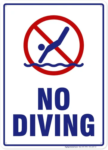 Miniatura 14 de Señal de no buceo, 12 x 18 pulgadas, HDPE de 55 mil de grosor (polietileno de alta densidad), fabricado en Estados Unidos por My Sign Center