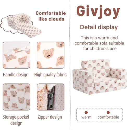 Miniatura 3 de Sofá para niños pequeños, silla para niños, sofá para niños con bolsillos laterales que brilla en la oscuridad, sillón para niños con funda
