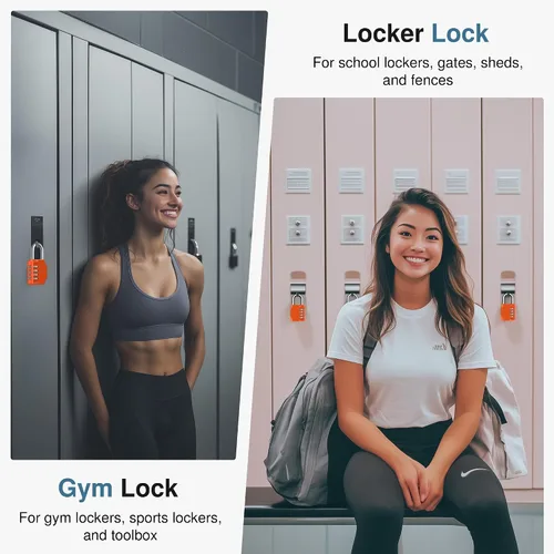 Miniatura 7 de Puroma Cerradura de Combinación de 4 Dígitos Impermeable Candados para Casilleros Candado Seguro para Exteriores para Casilleros de Gimnasio, Cajas
