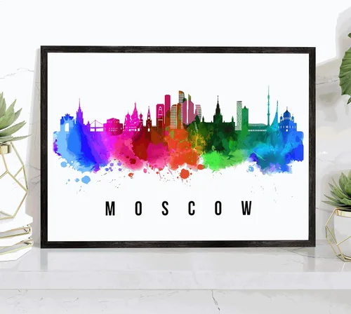 Miniatura 8 de Póster de Kazan Skyline Russia, pintura de paisaje urbano de Kazán, póster de Rusia, impresión de paisaje urbano de Kazán y monumentos, arte
