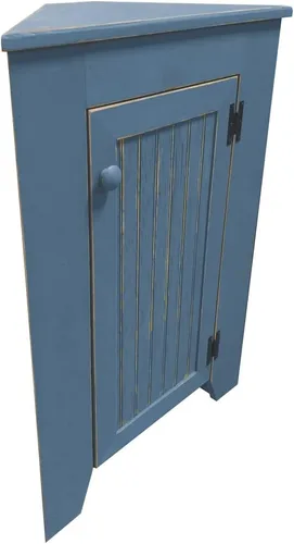 Miniatura 4 de Armario de esquina de madera maciza con puerta (salvia vieja)