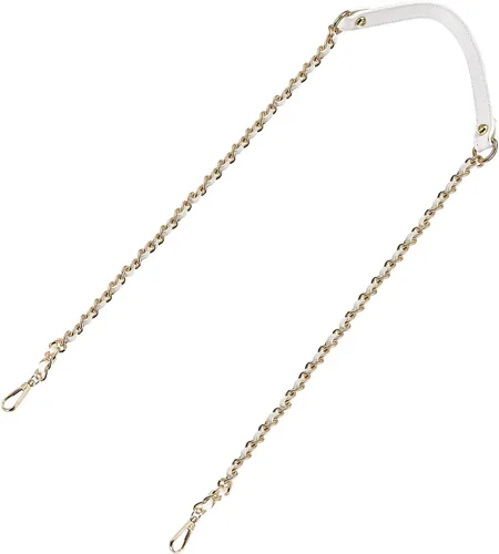 Miniatura 24 de Uxcell Correa de cadena plana de hierro de cuero de 39 pulgadas para bolso de mano, mango de reemplazo de hombro, negro con cadena dorada