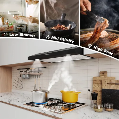 Miniatura 8 de Alemania Campana Extractora para Debajo del Gabinete de 30 Pulgadas, Campana Ultra Delgada para Estufa de Cocina, Campana de Ventilación de Horno