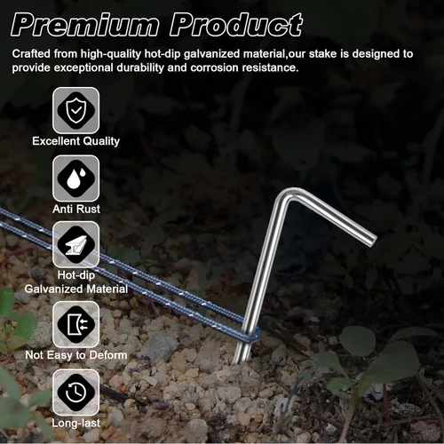Miniatura 4 de FEED GARDEN Estacas de tienda de campaña de 7 pulgadas, paquete de 18 estacas inflables para decoración al aire libre, clavijas de metal