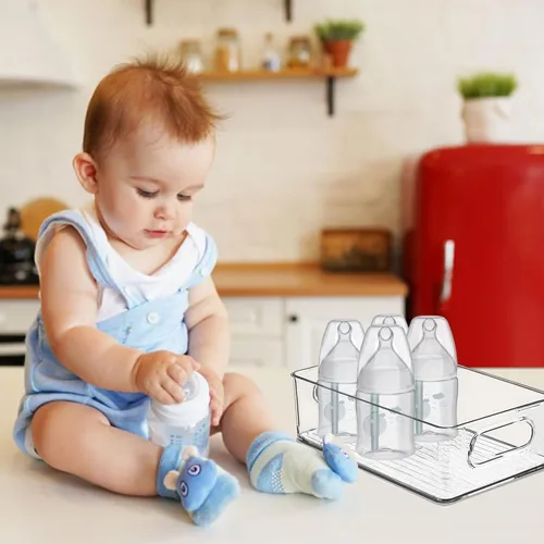 Miniatura 7 de Organizador de biberones, centro de almacenamiento de plástico para biberones y frascos de alimentos, organizador portátil de plástico para bebés