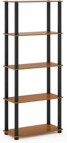 Miniatura 5 de Furinno Turn-N-Tube - Estante multiusos de 5 niveles, estante de exhibición, estante de almacenamiento, estantería, tubos cuadrados, cereza cereza
