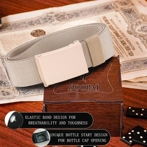 Miniatura 2 de DOOPAI Cinturón de lona con tela elástica, ajuste elástico, hebilla militar superior - ajustable, cortado a medida
