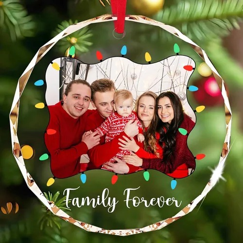 Miniatura 7 de Adornos de Navidad personalizados con foto, adorno de imagen de vidrio personalizado con nombres, decoración de cristal de árbol de Navidad, regalo