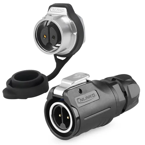 Miniatura 9 de CNLINKO Conector de cable eléctrico para exteriores M16 de 2 pines, resistente a la vibración IP67/IP65, para panel de enchufe industrial