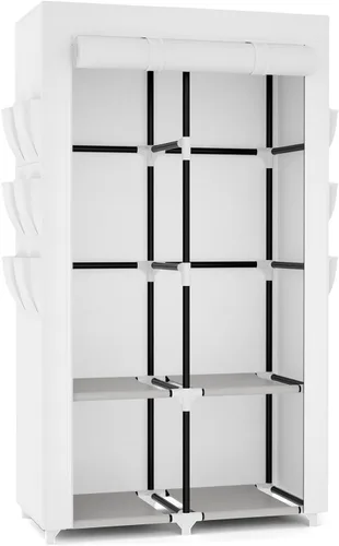 Miniatura 9 de VTRIN Armario Portátil Guardarropa Armario para Colgar Ropa con 4 Estantes de Almacenamiento, 2 Varillas para Colgar y 6 Bolsillos, Perchero Estable