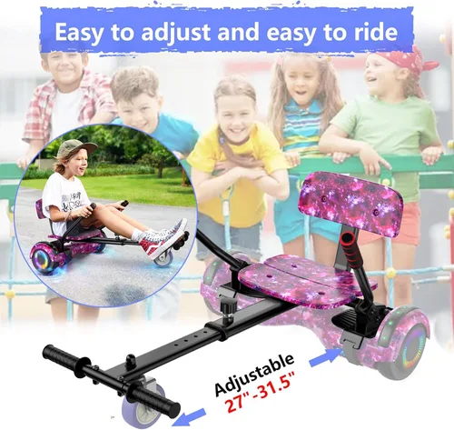 Miniatura 6 de LIEAGLE Scooter with Seat Attachment, 6.5" Scooters Go Kart Combo with Colorful LED Lights & Bluetooth, for Kids Boys Girls Adults All Ages Púrpura