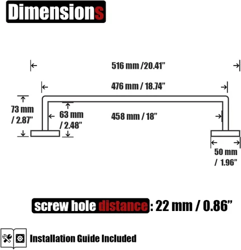 Miniatura 2 de JQK Barra para Toallas Dorada, Bordes Redondeados Barra para Toallas de 20.41 Pulgadas, Acero Inoxidable 304 Montaje en Pared de Baño, Longitud Oro