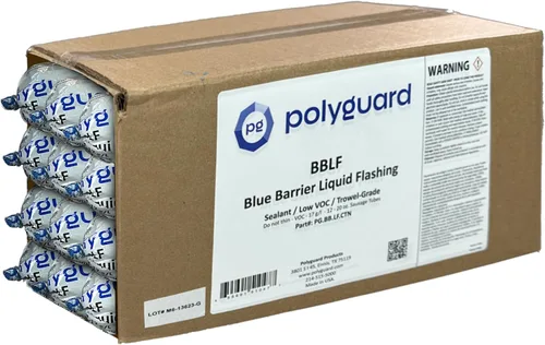 POLYGUARD Blue Barrier Liquid Flashing Paquete de 12 tubos de salchicha de 20 onzas. Sistema de barrera de aire resistente a la intemperie alrededor