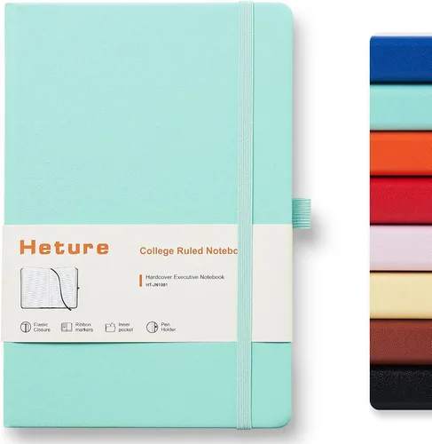 Miniatura 7 de Heture Cuadernos de tapa dura, cuadernos rayados A5 para escribir 160 páginas, 8.2 x 5.5 pulgadas, cuadernos clásicos a rayas para universidad, Negro