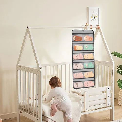 Miniatura 6 de Organizador de zapatos de bebé colgante de doble cara para armario, soporte de almacenamiento de zapatos para niños pequeños, calcetines con lazo