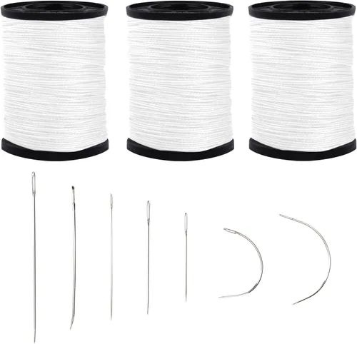 Miniatura 9 de Topus Kit de hilo de coser extra fuerte para reparación de tapicería y agujas de mano resistentes para el hogar, incluye 7 estilos de agujas
