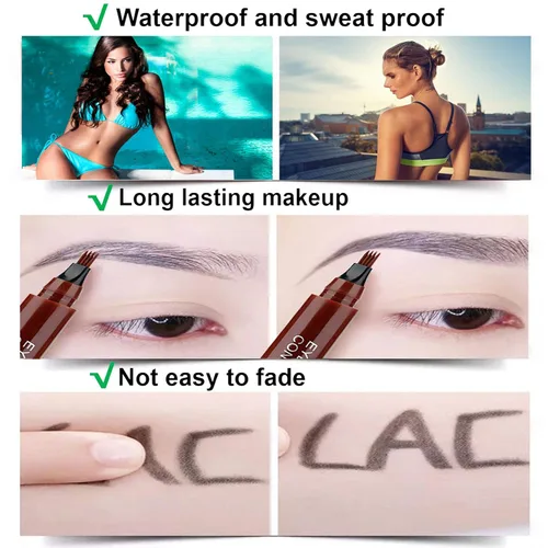 Miniatura 7 de 3 lápices de cejas negros para mujer, impermeables, de larga duración, lápiz de cejas Microblading para cejas fácil crear maquillaje natural de cejas