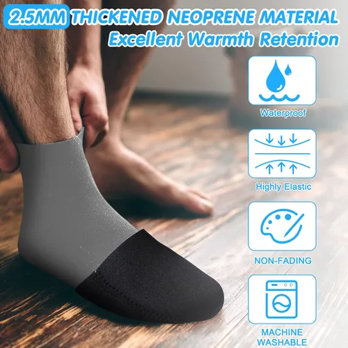Miniatura 2 de Jeyiour 4 pares de fundas de neopreno para los dedos de los pies, para mujeres, calcetines negros para hombres, reutilizables, calentadores de pies