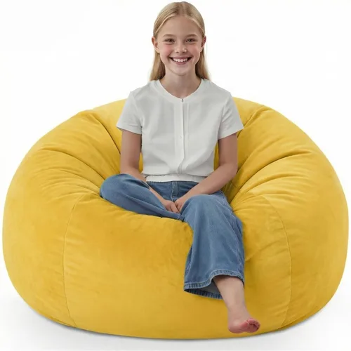 Miniatura 67 de Silla de Puf de 3 Pies, Sillas de Puf Cómodas con Relleno de Espuma Viscoelástica, Sofá de Puf Esponjoso con Funda de Terciopelo Holandés, Sillas