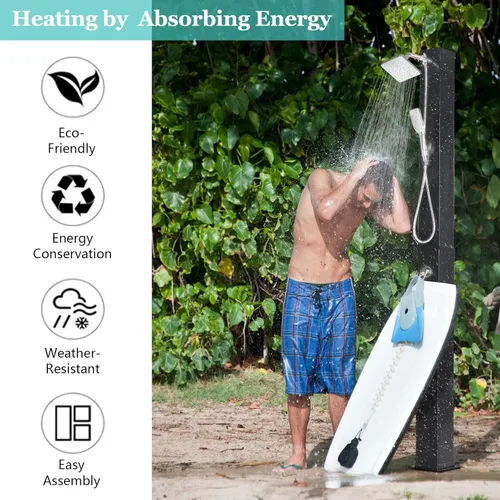 Miniatura 2 de VINGLI Ducha solar con calefacción de 10.6 galones y 7.5 pies con cabezal de ducha, cabezal de ducha de mano y grifo de ducha de pies para piscina