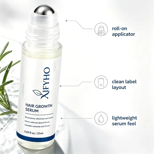 Miniatura 3 de Botella Roll-On de suero de crecimiento capilar de romero de 0.8 fl oz – Contiene romero, Redensyl y Anagain para promover la circulación de oxígeno