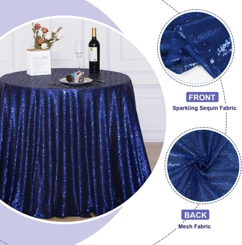 Miniatura 3 de mantel redondo con lentejuelas para tortas y postres de fiestas, para mesa de exhibición y eventos