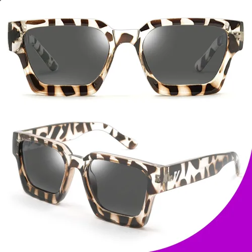 Miniatura 34 de VISOONE Moda 100% UV400 Protección Rectángulo TR90 Y2K Gafas de sol Accesorios para Mujeres Hombres RIVER, Carne de suelo/Gris Rosa