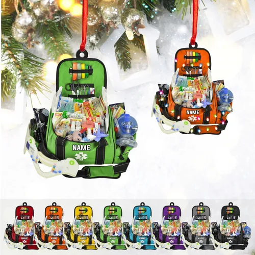 Miniatura 13 de Adorno de Navidad paramédico EMS personalizado, decoración de árbol con nombre personalizado para socorristas, profesionales médicos, regalo