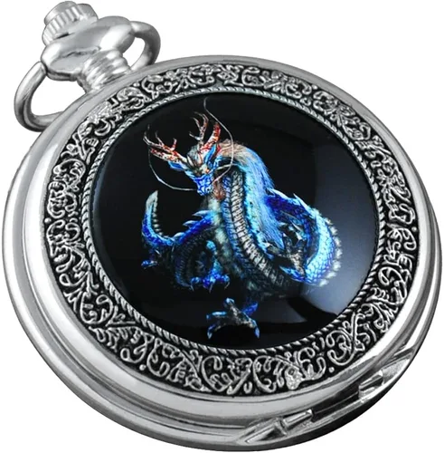 VIGOROSO Relojes de bolsillo para hombre, reloj genial, regalos de dragón para hombres, mujeres, niños, niñas, Año del Dragón, ideas de regalo,