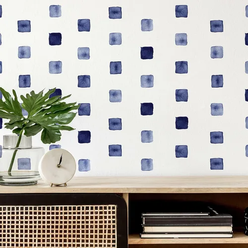 Miniatura 5 de RoomMates RMK4885SCS - Calcomanías de pared para despegar y pegar en bloques de acuarela azul