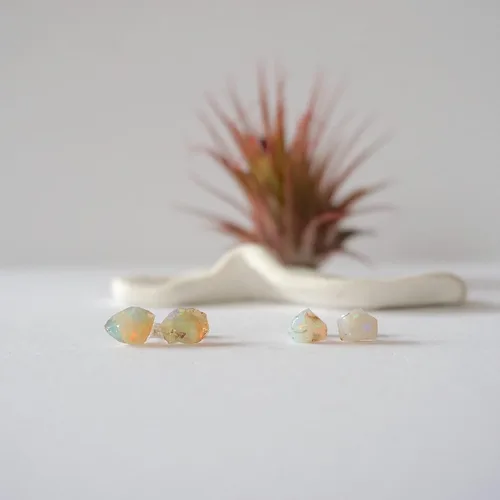 Miniatura 6 de Pendientes de botón de cristal de piedra natal para mujer y hombre - Plata esterlina