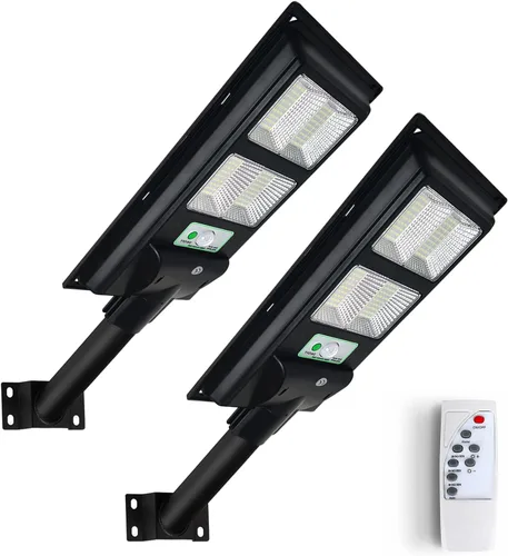 Miniatura 9 de Paquete de 2 luces solares para exteriores con sensor de movimiento, 10000 lm del atardecer al amanecer, luces solares de inundación IP66, luz LED