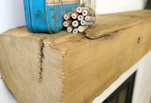 Miniatura 4 de Modern Timber Craft Mantel rústico para chimenea con viga de granero de corte de sierra, hecho a mano de madera de granero recuperada certificada