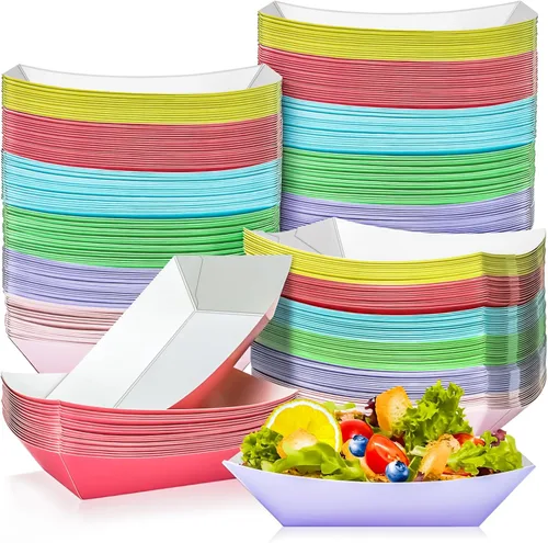 Miniatura 12 de Paquete de 150 Bandejas para Servir Alimentos de 1 Libra, Bandejas Pequeñas de Papel Kraft a Prueba de Aceite, Desechables, Reciclables, para Marrón