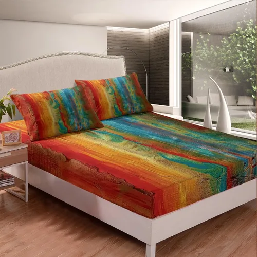 Miniatura 37 de Erosebridal Juego de sábanas de color negro con diseño de grunge azul, juego de sábanas abstractas de acuarela degradada, tamaño individual, teñido