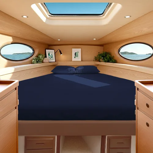 Miniatura 21 de Universal V Berth - Juego de sábanas de 4 piezas para barco, 100% algodón egipcio, la mejor ropa de cama de barco V, se adapta a colchones de hasta