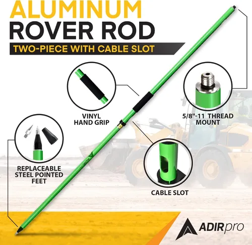 Miniatura 2 de AdirPro 6.6 ft GPS Rover Rod de dos piezas (verde)